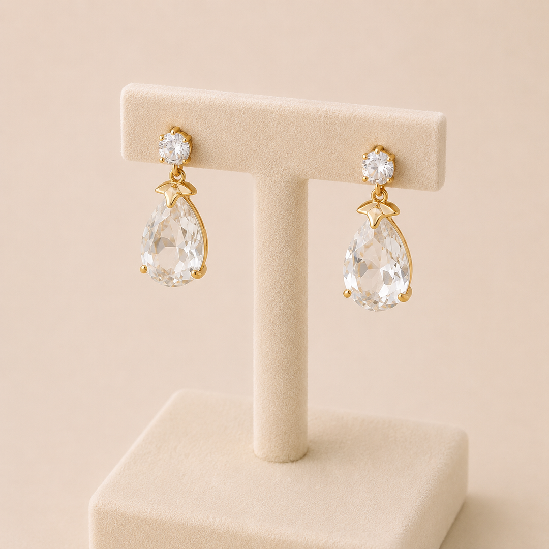Boucles d’Oreilles Goutte de Cristal